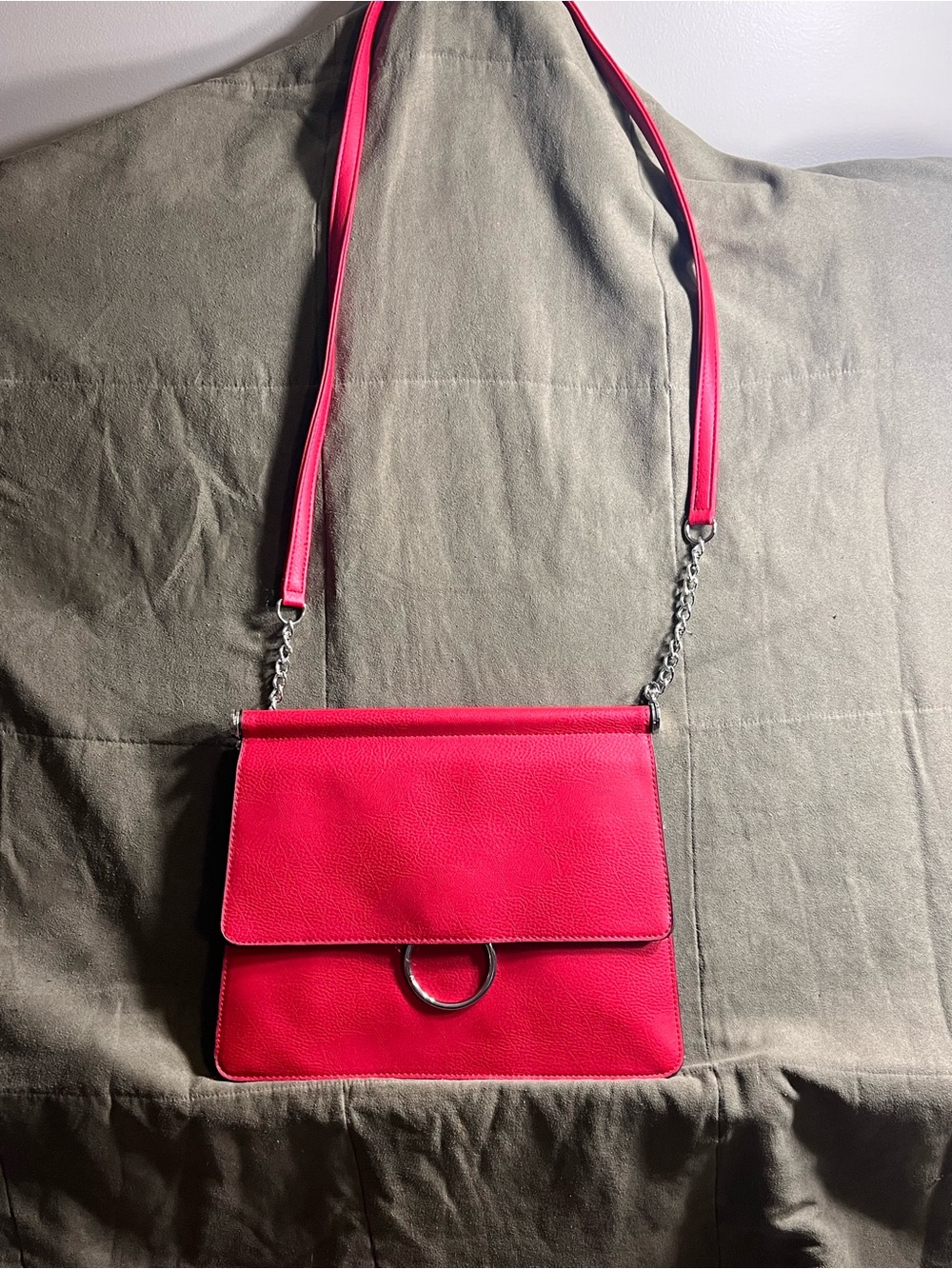 Carlos Santana Hot Pink Crossbody Bag with Silver Ring